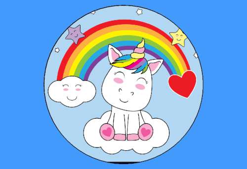 Unicorn and Rainbow Edible Icing Image - Click Image to Close